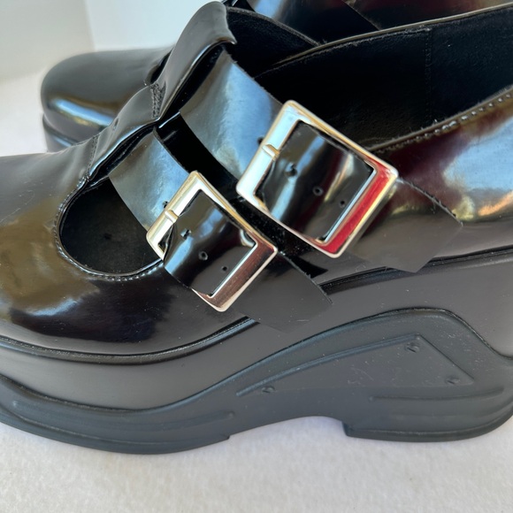 Black Leather Women's Steve Madden PHASE Platform Mary Jane Loafers Size 10 - Picture 2 of 12